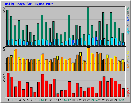 Daily usage for August 2025